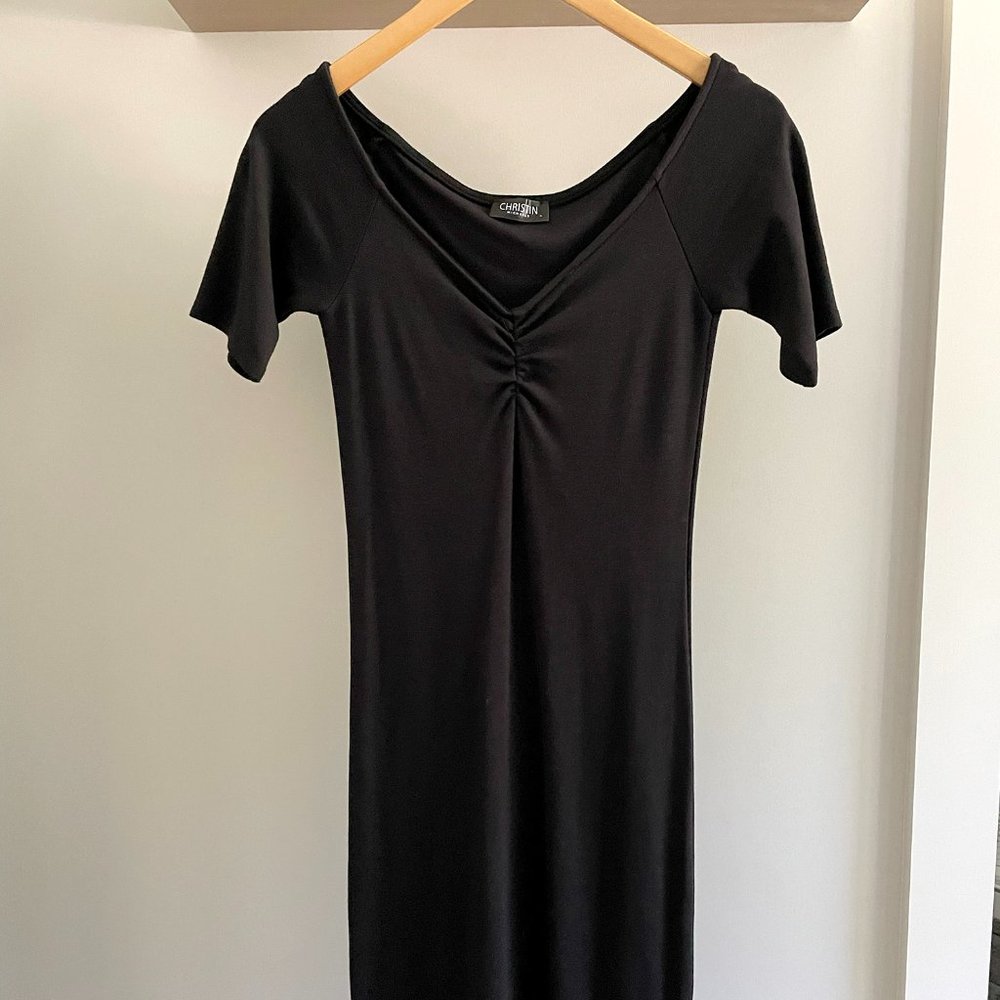 LBD Bodycon Black Dress Size M Short Sleeve Fitted